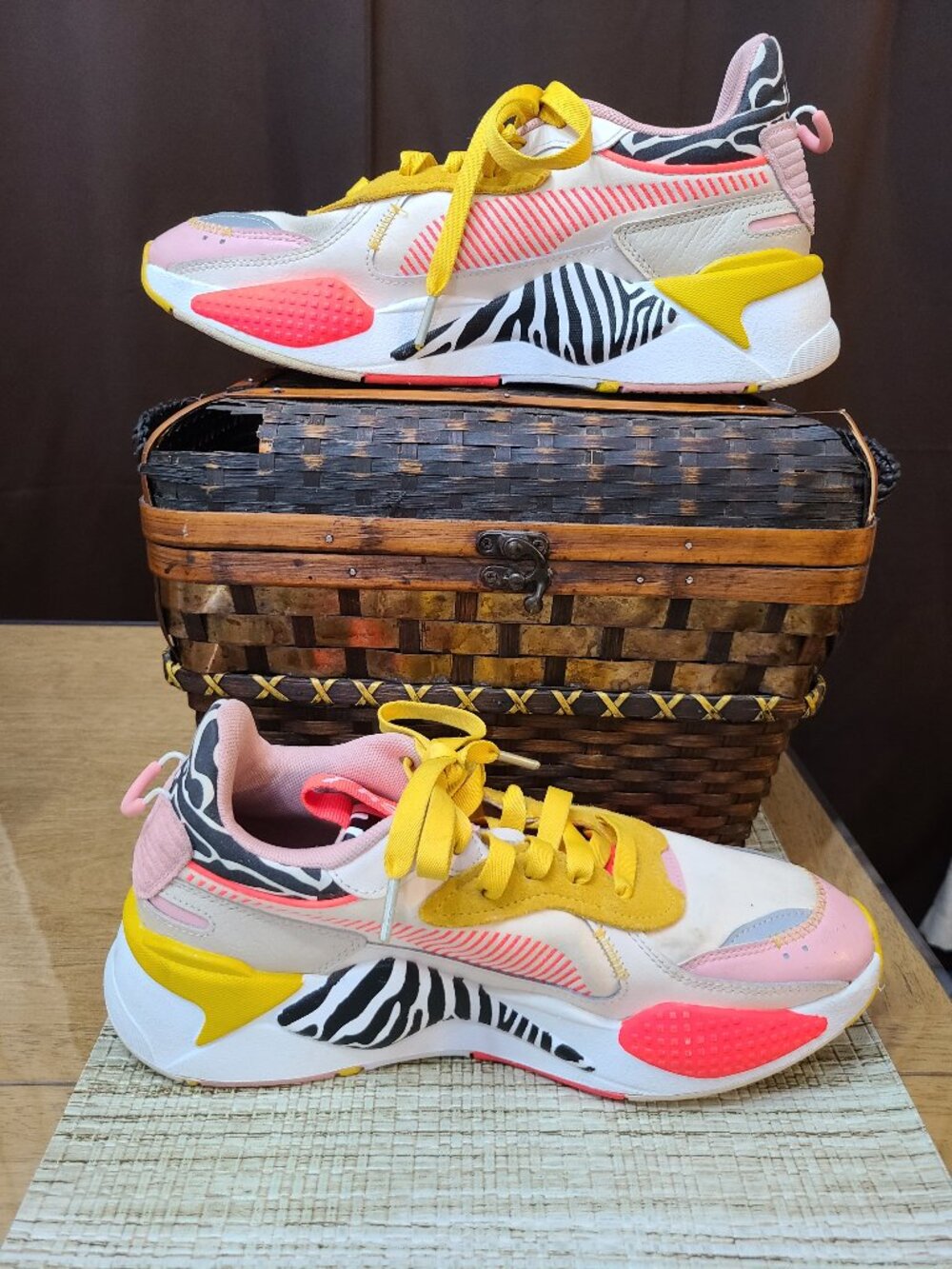 Women’s Puma RS-X Unexpected Mixes Trainers Zebra Animal Print Size 11